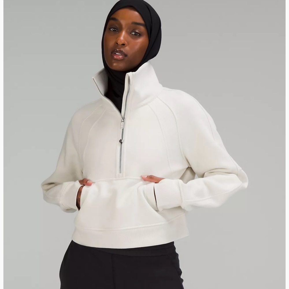 Scuba Oversized Funnel Neck Half Zip M/L Bone